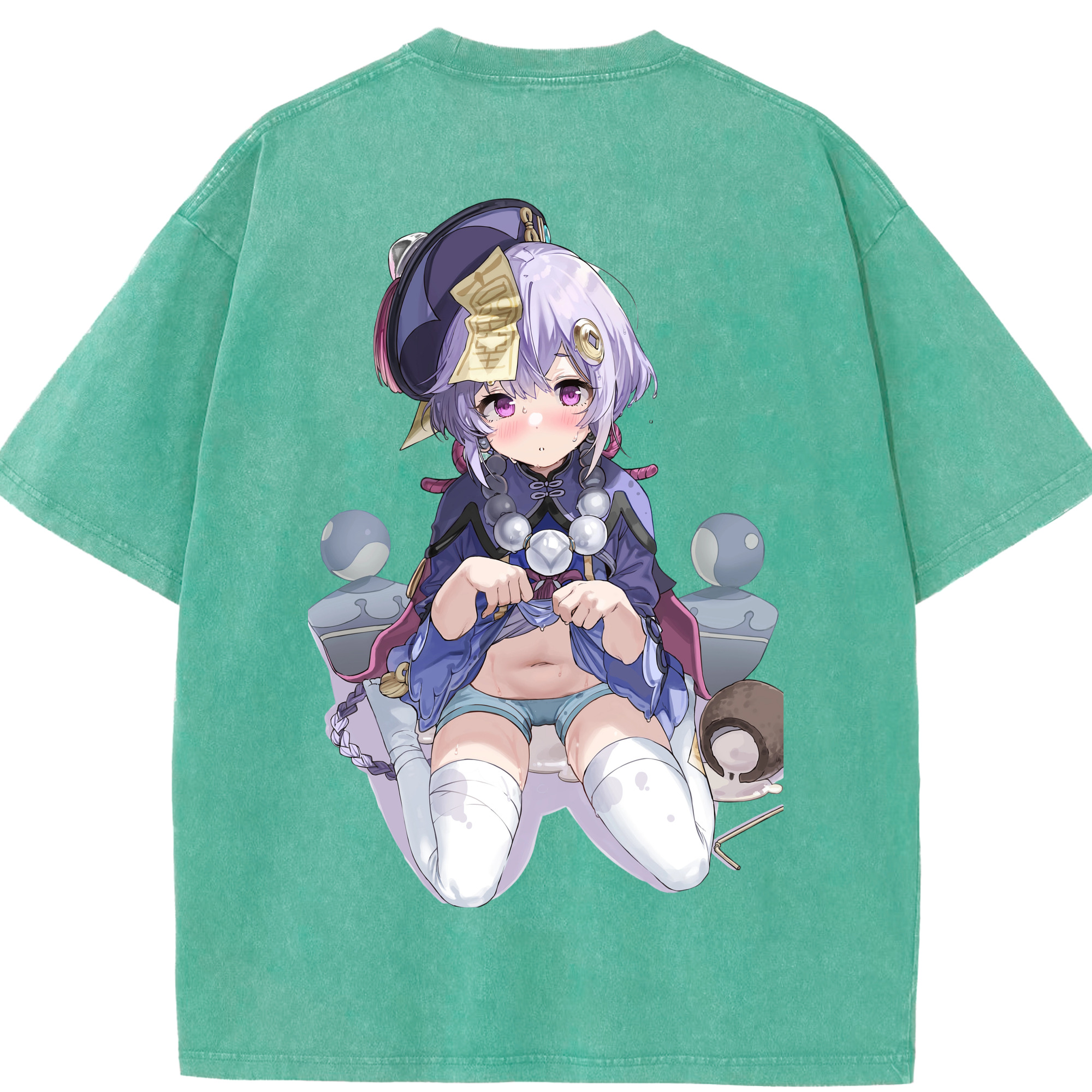 げんし神 七七 なな  genshin Nana 綿100% ヴィンテージ風 半袖Tシャツ（背面プリント）